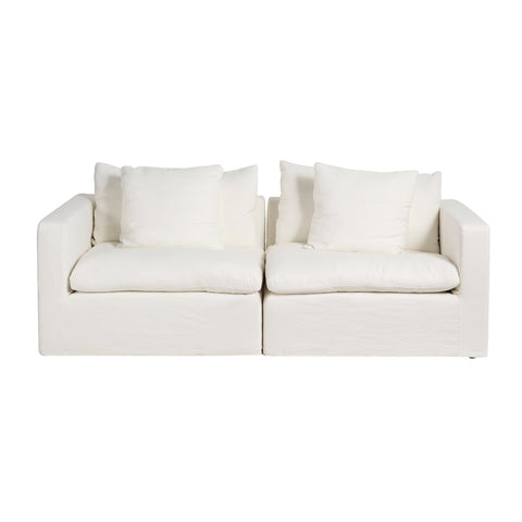 Milan Modular White Fabric Sofa 2 Seater