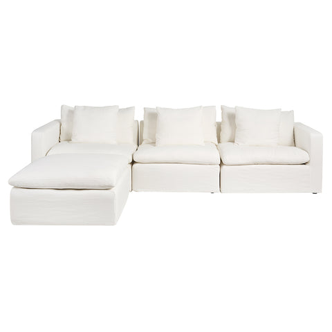 Milan Modular White Linen Fabric Sofa 