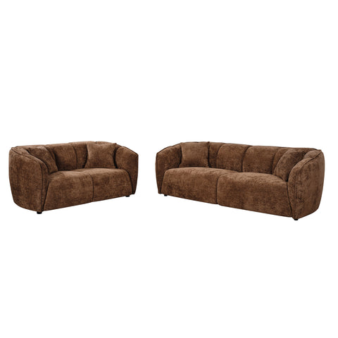 Milano 2+3 Seater Fabric Sofa Set Chocolate