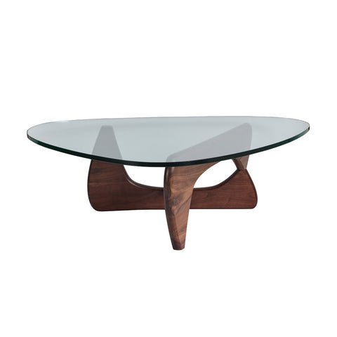 Isamu Noguchi Replica Glass Top Coffee Table Walnut - Glicks Furniture