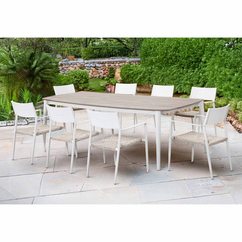 Nico Outdoor 9pc Rectangle Dining Table White
