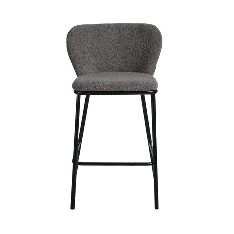 Noa Boucle Fabric Bar Stool 65cm Grey