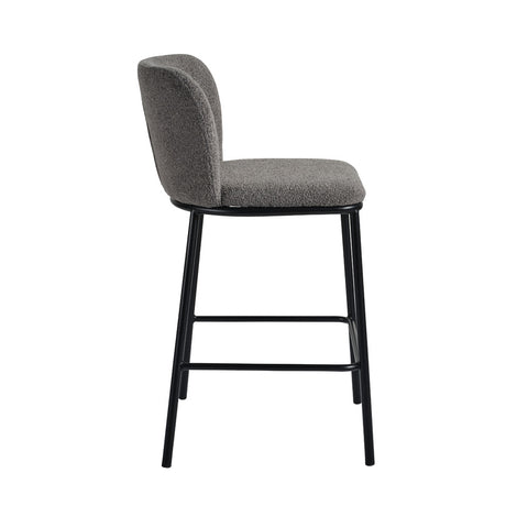 Noa Boucle Fabric Bar Stool 65cm Grey