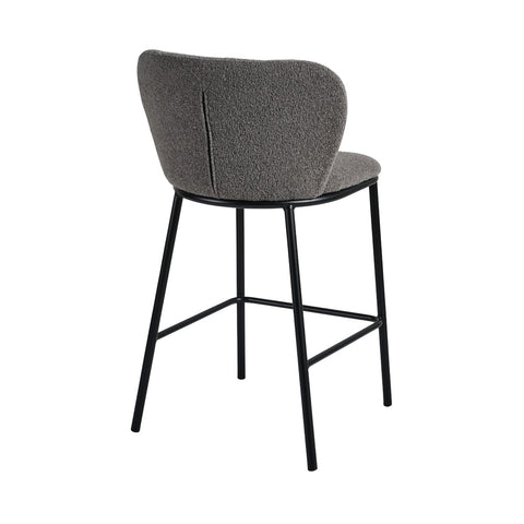 Noa Boucle Fabric Bar Stool 65cm Grey