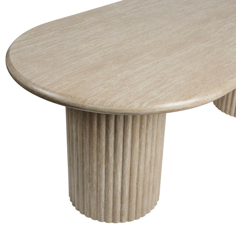 Noir Oval Dining Table Travertine-Look 220cm