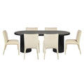 Noir Dining Table & Iconic Leather Dining Chairs – 7 Piece Dining Set - Glicks Furniture