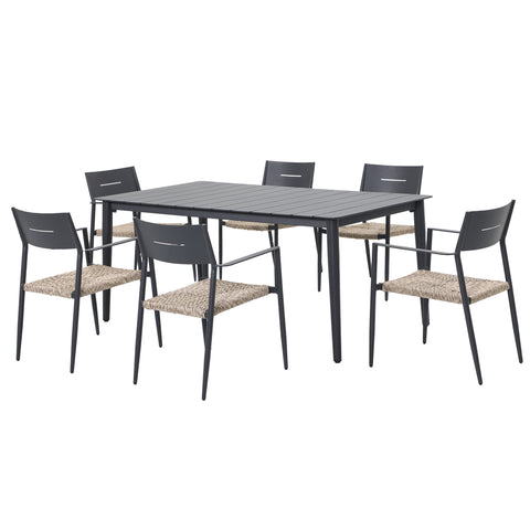 Porto Outdoor 7pc Rectangle Dining Set – Charcoal