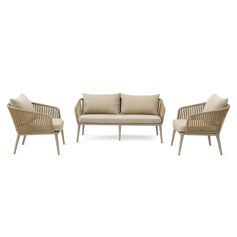 Santorini Outdoor 3 Piece Lounge Set Beige