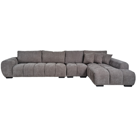 Sienna Fabric Grand Chaise Lounge Grey - Glicks Furniture