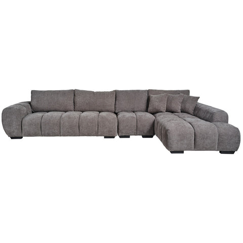 Sienna Fabric Grand Chaise Lounge Grey