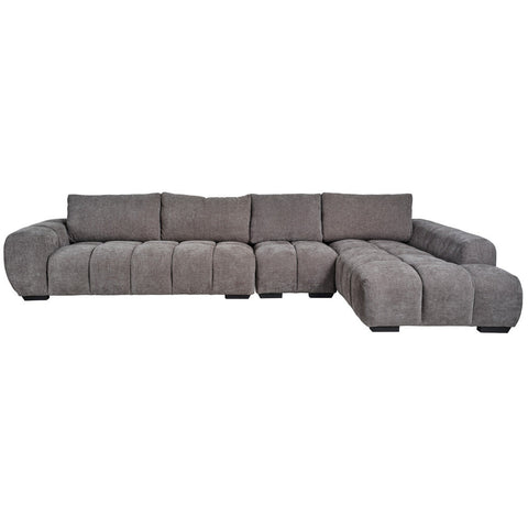 Sienna Fabric Grand Chaise Lounge Grey