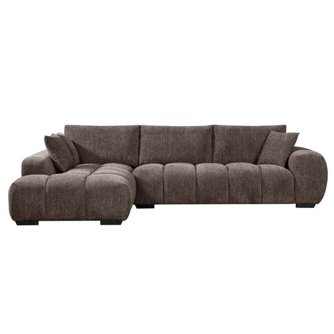 Sienna Fabric Chaise Lounge Brown LHF