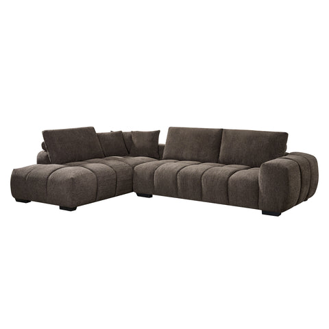 Sienna Fabric Chaise Lounge Brown LHF