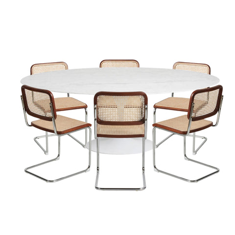 Tulip Oval Dining Table & Cesca Dining Chairs – 7 Piece Dining Set - Glicks Furniture