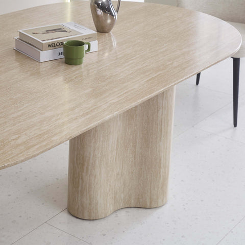 Bronte Oval Dining Table Travertine-Look 200cm