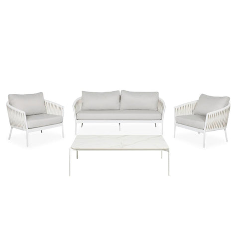 Noosa Outdoor 4 Piece Lounge Set White - Glicks Furniture