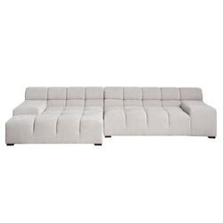 Tufty Chaise Lounge LHF Pearl White Fabric Replica