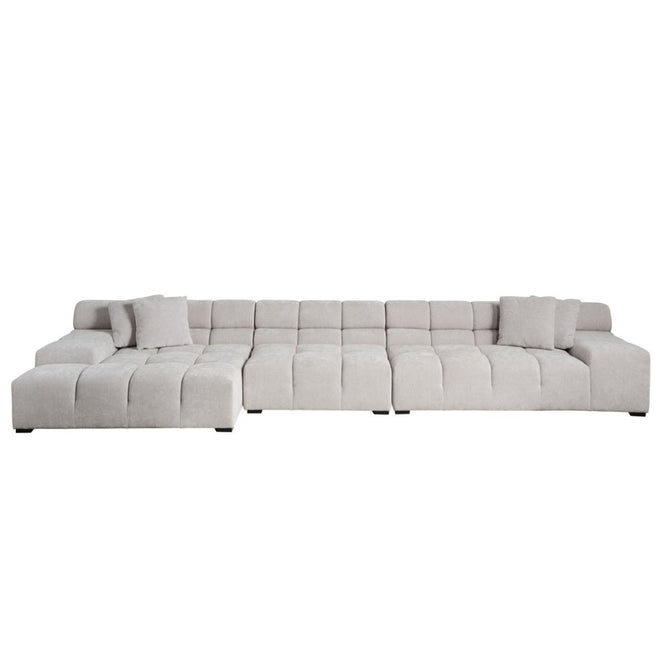 Amalfi Grand Chaise Lounge LHF Pearl White Fabric Replica