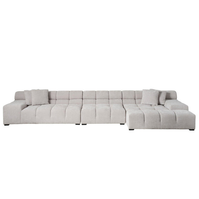 Tufty Grand Chaise Lounge RHF Pearl White Fabric Replica