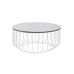 Wired Glass Coffee Table White