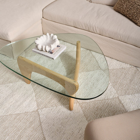 Isamu Noguchi Replica Glass Top Coffee Table Natural Ash