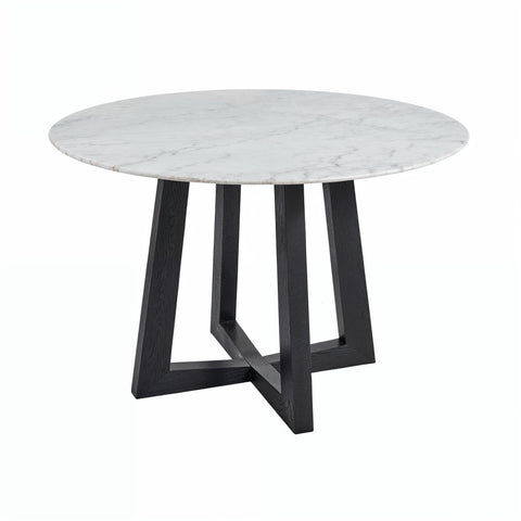 Carlos Marble Dining Table 115cm Black Ash Wood - Glicks Furniture