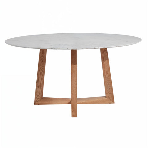 Carlos Marble Dining Table 150cm Natural Ash Wood - Glicks Furniture