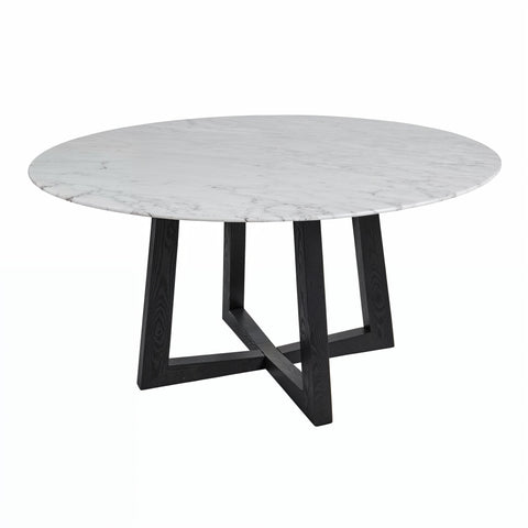 Carlos Marble Dining Table 150cm Black Ash Wood - Glicks Furniture