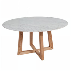 Carlos Marble Dining Table 150cm Natural Ash Wood