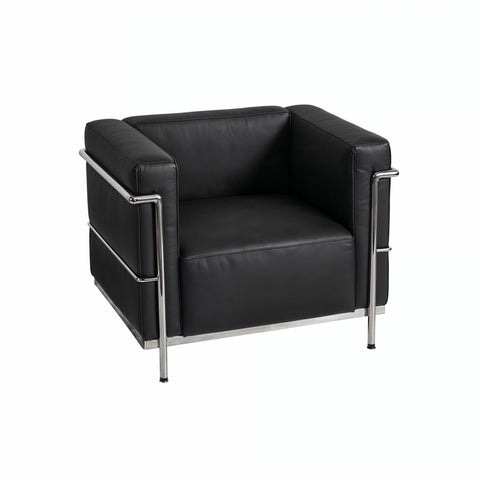 Le Corbusier LC3 Leather Chair Seater Black Replica - Glicks Furniture