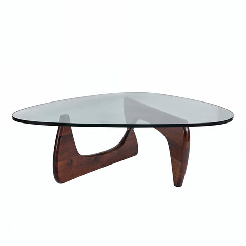 Isamu Noguchi Replica Glass Top Coffee Table Walnut - Glicks Furniture