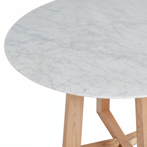 Carlos Marble Dining Table 115cm Natural Ash Wood