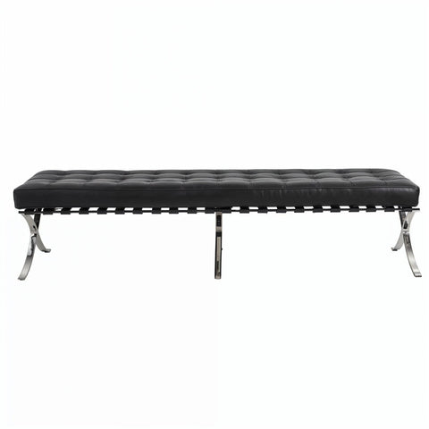 Barcelona 3 Seater Black Leather Grande Ottoman Replica