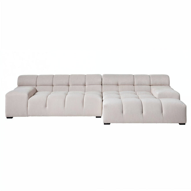 Amalfi Chaise Lounge RHF Pearl White Fabric Replica