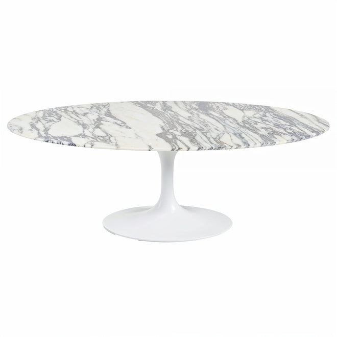 Tulip Oval Coffee Table Arabescato Marble Eero Saarinen Replica