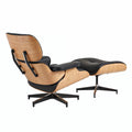 Eames Chair & Stool Black Leather Natural Plywood Replica - Glicks Furniture