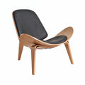 Hans Wegner Ch07 Shell Chair Black Leather Light Wood Replica - Glicks Furniture