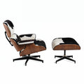 Eames Chair & Stool Black & White Cowhide Replica - Glicks Furniture