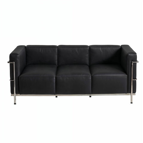 Le Corbusier LC3 Leather 3 Seater Black Replica - Glicks Furniture