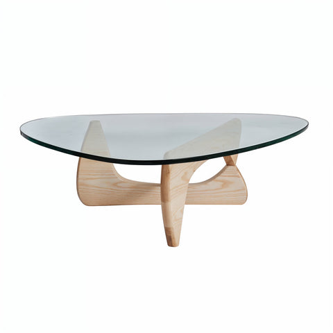 Isamu Noguchi Replica Glass Top Coffee Table Natural Ash - Glicks Furniture