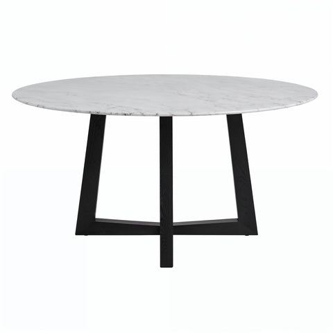 Carlos Marble Dining Table 150cm Black Ash Wood - Glicks Furniture