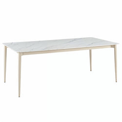 Nordic Ceramic Dining Table White/Taupe 200cm