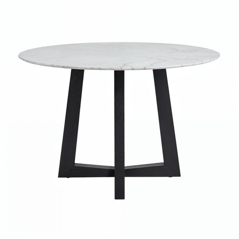 Carlos Marble Dining Table 115cm Black Ash Wood - Glicks Furniture