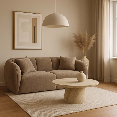 Milano 2 Seater Fabric Sofa Brown