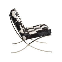 Barcelona Leather Chair Replica - Black and White Cowhide