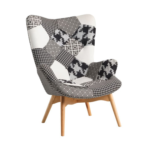 Grant Featherston Contour Lounge Chair Replica Patchwork Fabric Black & White