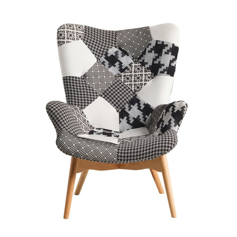 Grant Featherston Contour Lounge Chair Replica Patchwork Fabric Black & White - Glicks Furniture