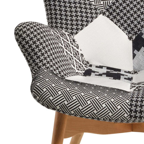 Grant Featherston Contour Lounge Chair Replica Patchwork Fabric Black & White - Glicks Furniture