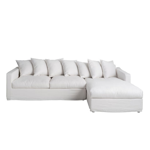 Hampton Chaise White Linen Fabric Sofa