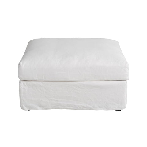 Hampton Fabric Ottoman White Linen